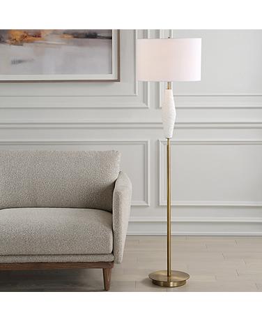 Uttermost Quite the Buzz Antique Brass and Ceramic Floor Lamp