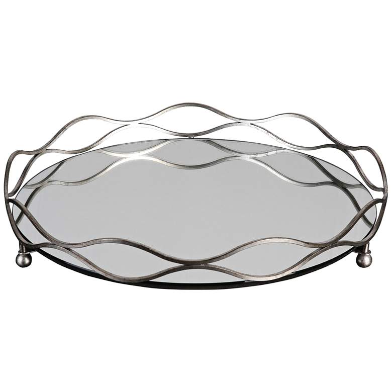 Image 2 Uttermost Rachele Silver Leaf Mirrored Decorative Tray
