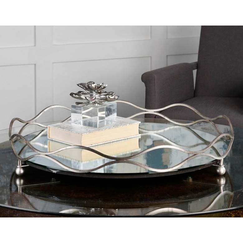 Image 1 Uttermost Rachele Silver Leaf Mirrored Decorative Tray