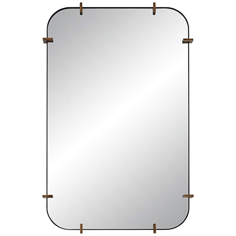 Image 2 Uttermost Radius 24 x 38 Black Rounded Edge Wall Mirror