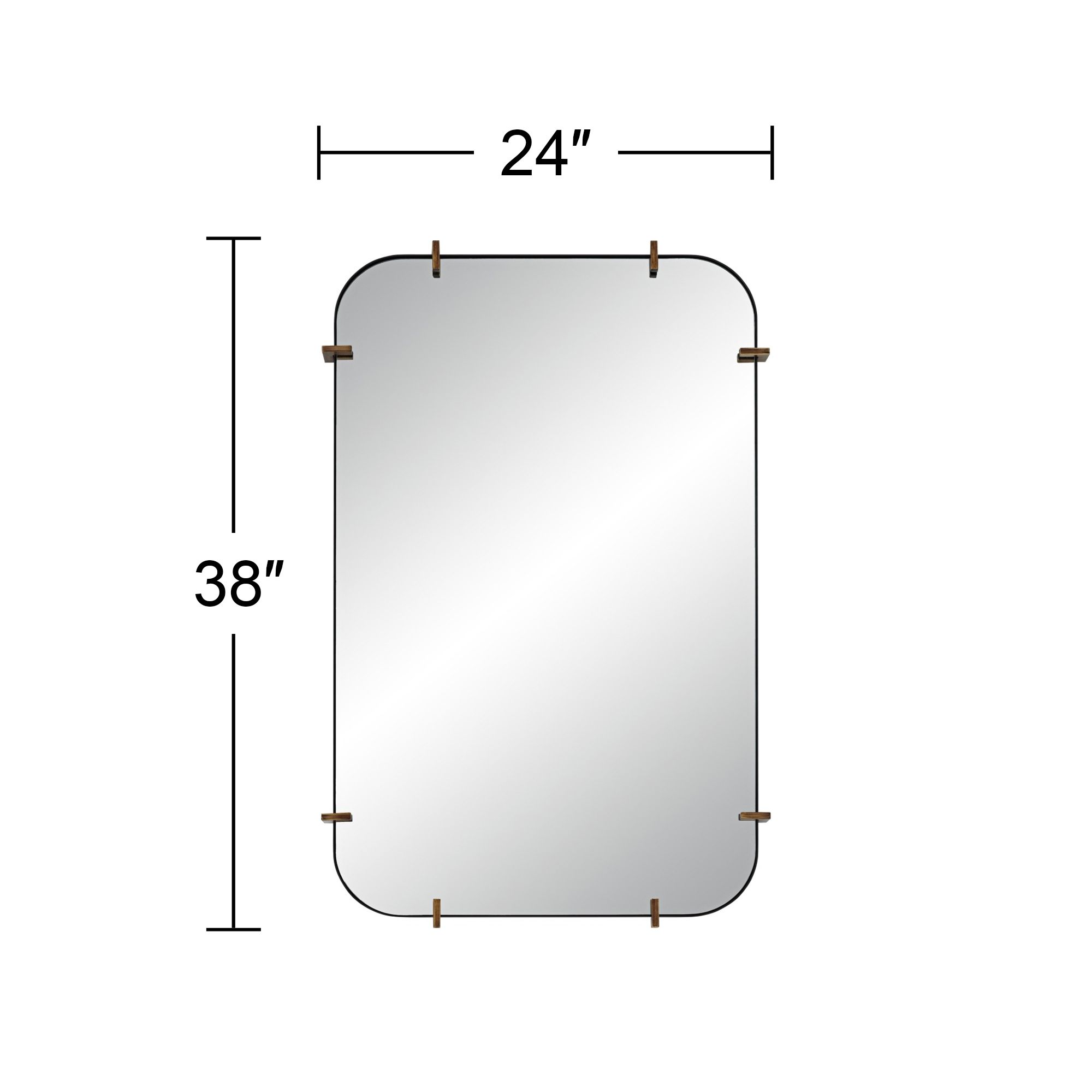 Uttermost Radius 24 x 38 Black Rounded Edge Wall Mirror