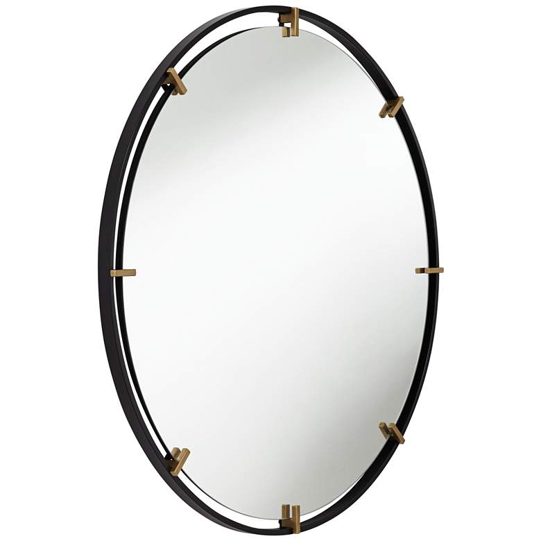 Image 5 Uttermost Radius 34 x 34 Black and Gold Round Wall Mirror more views