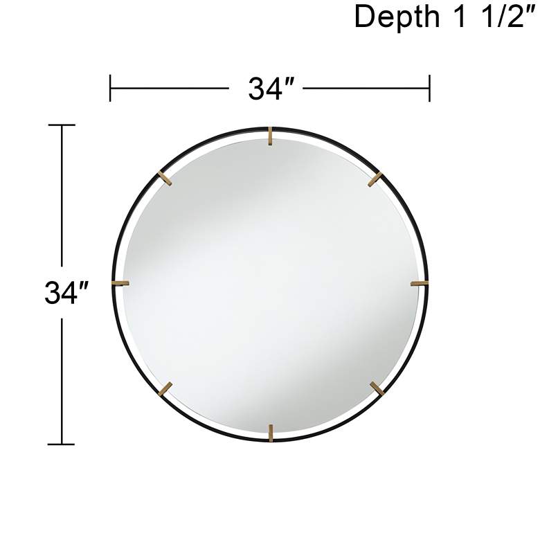 Image 7 Uttermost Radius 34 x 34 Black and Gold Round Wall Mirror more views