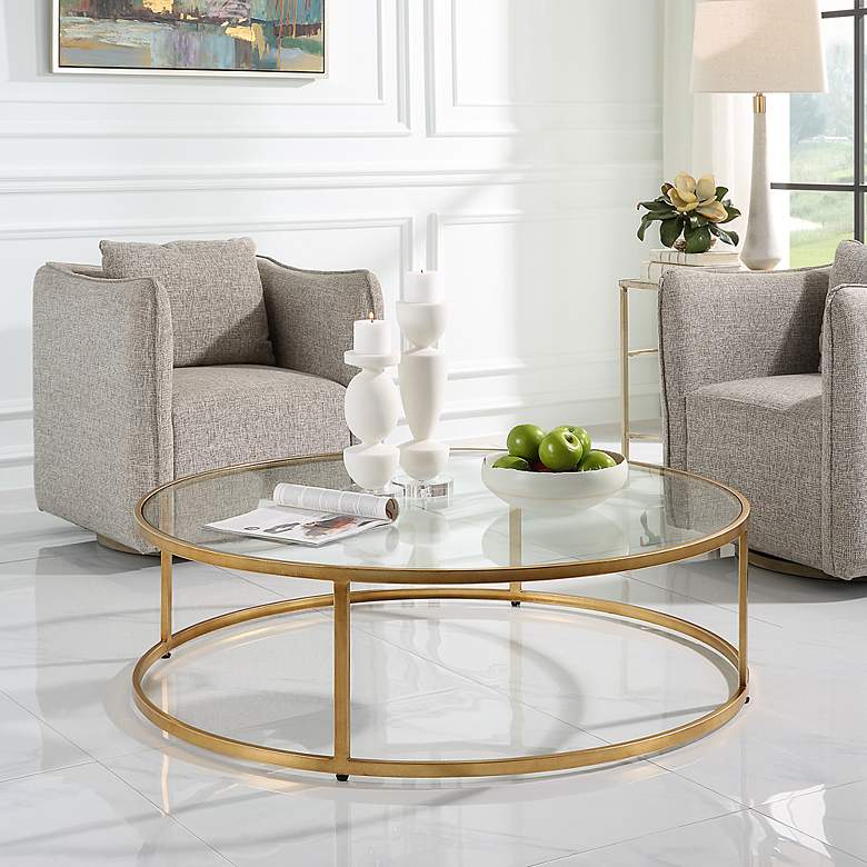 Image 3 Uttermost Radius 48" Round Gold Coffee Table more views