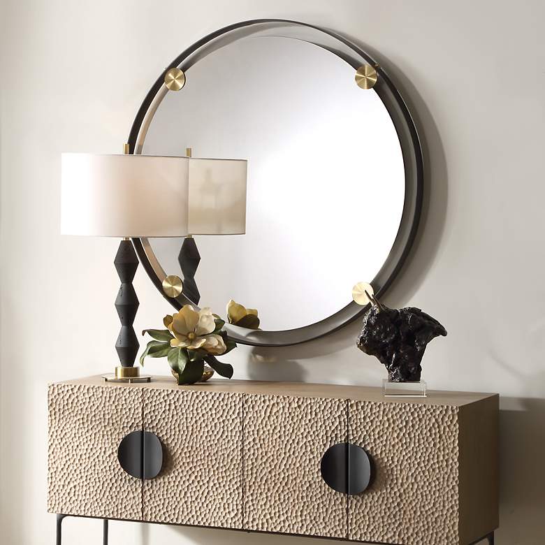 Image 3 Uttermost Radius Bronze 42" Round Wall Mirror more views