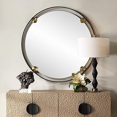 Uttermost Radius Bronze 42" Round Wall Mirror