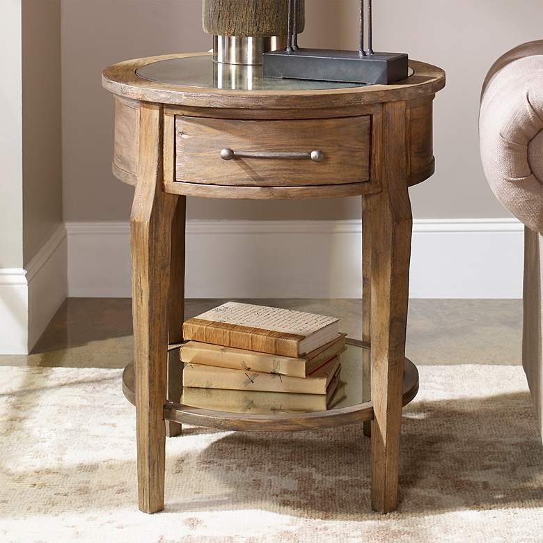 Image 1 Uttermost Raelynn 28.5 inch High Mirror Top Wood Side Table