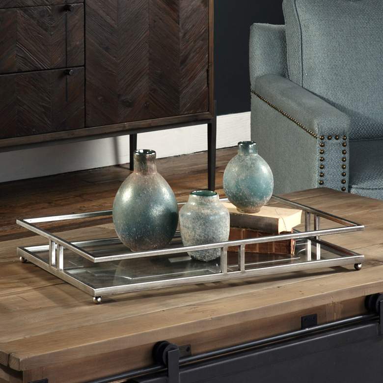 Image 1 Uttermost Rafaela Metallic Silver Leaf Decorative Tray