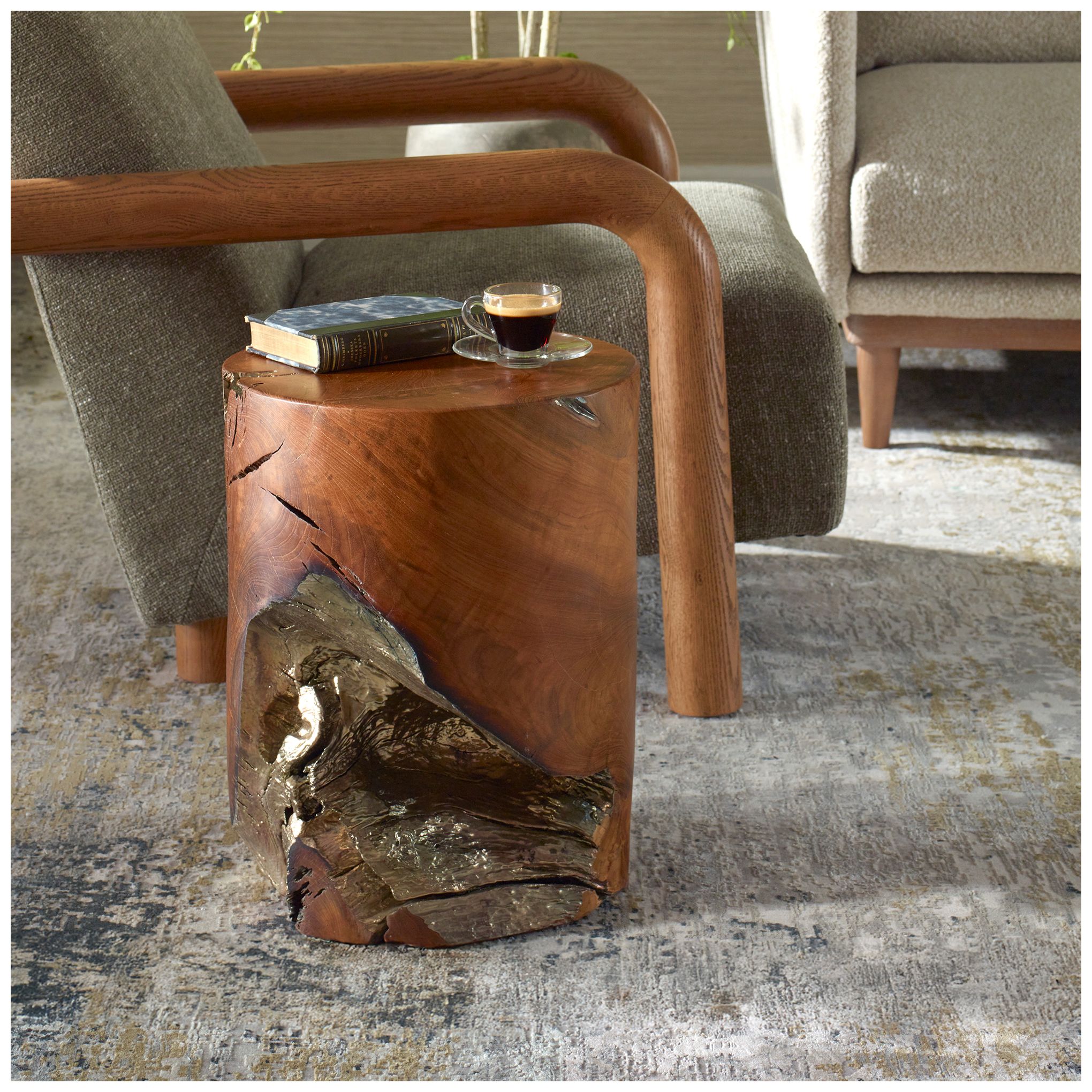 Image 4 Uttermost Rafe 18" H x 13 1/2" W Teak Wood Accent Stool more views