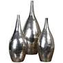 Uttermost Rajata Silver Finish Modern Vases - Set of 3