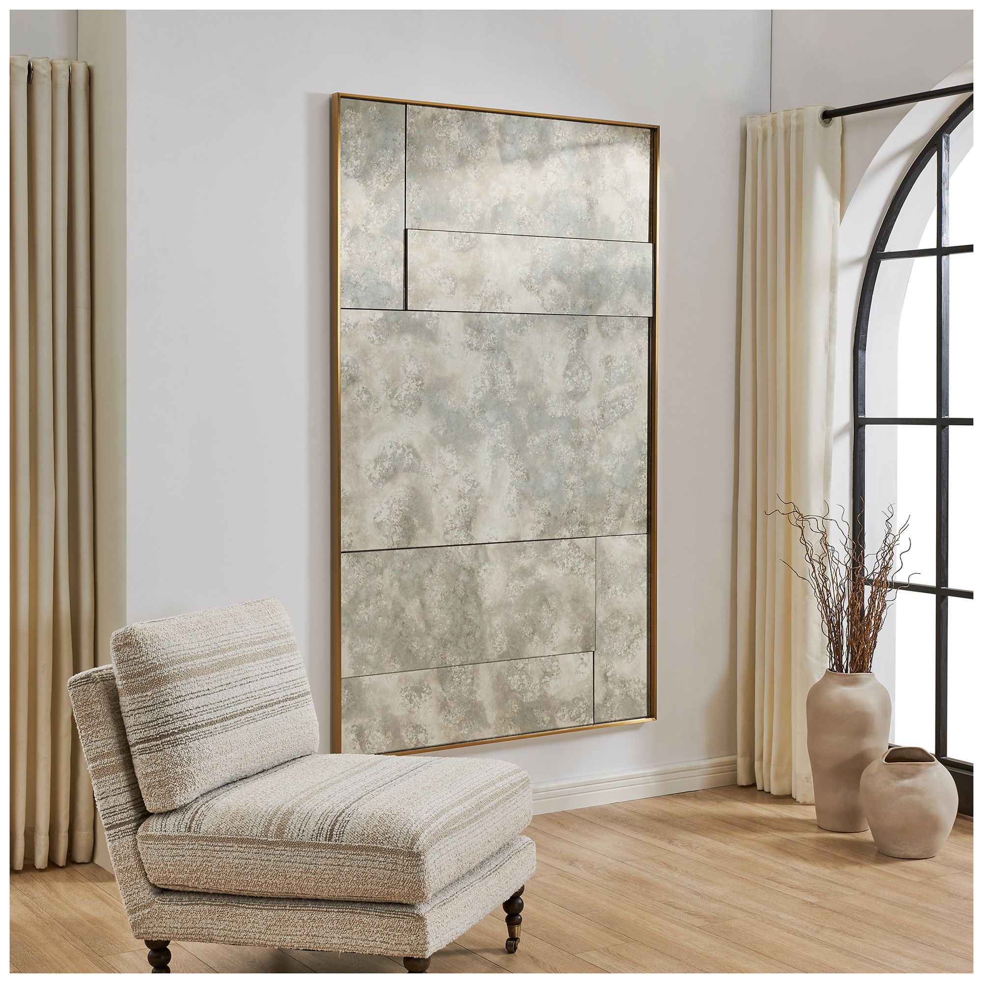 Image 3 Uttermost Rally 49 1/4" x 81 1/4" Antiqued Stainless Steel Frame Mirror more views