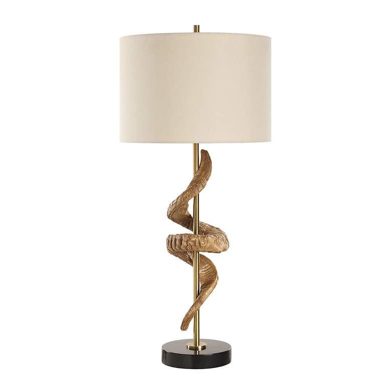 Image 3 Uttermost Rams Horn 33 1/2" High Antique Brass Table Lamp more views