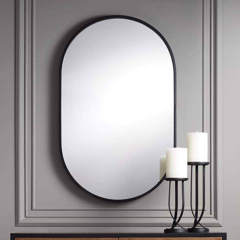 Image 2 Uttermost Rapido Matte Black 24"x38" Racetrack Oval Wall Mirror