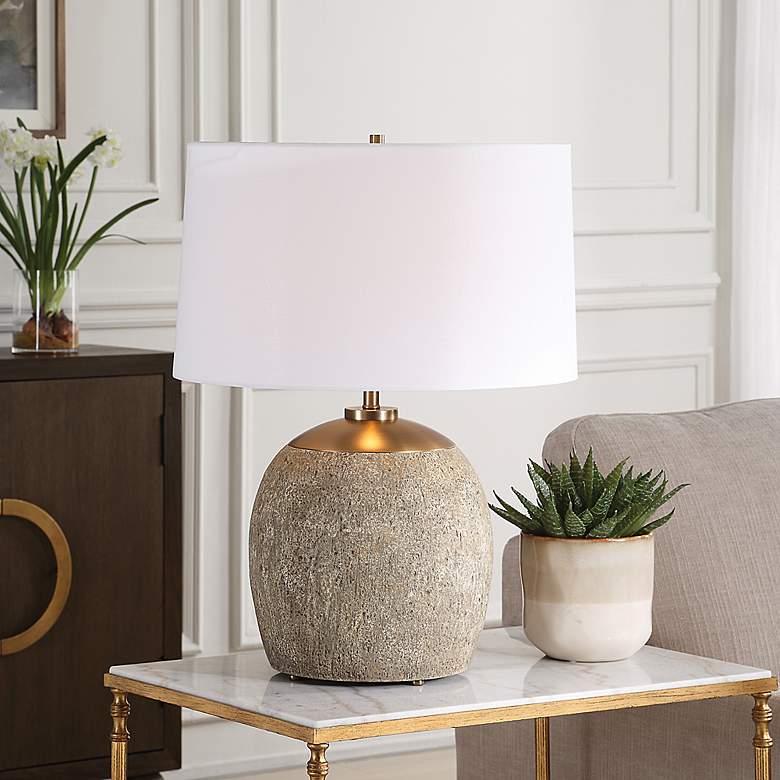 Image 1 Uttermost Raylan 25 1/2" Modern Rubbed Brown Concrete Table Lamp