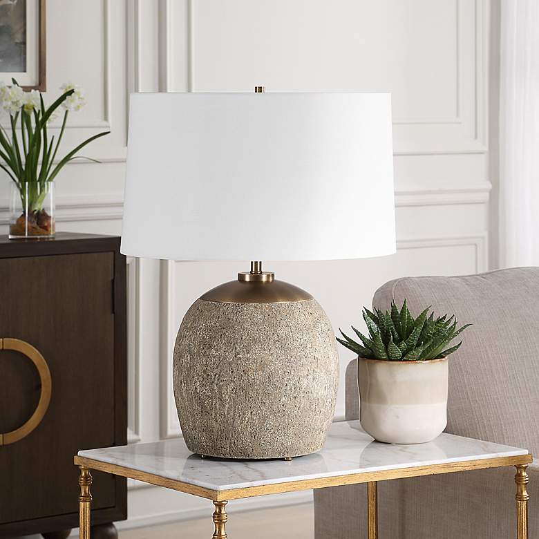 Image 3 Uttermost Raylan 25 1/2" Modern Rubbed Brown Concrete Table Lamp more views