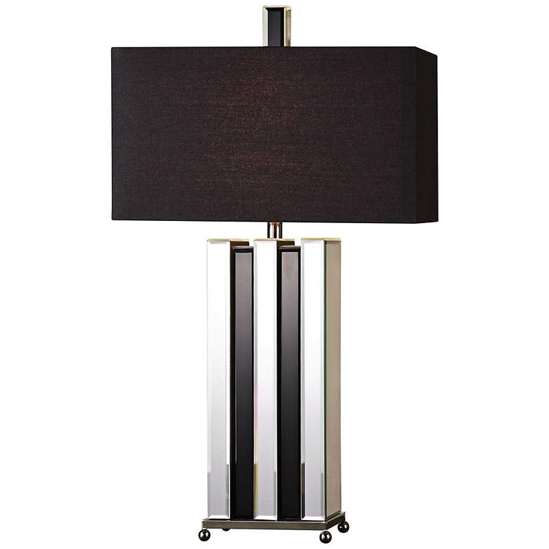 Image 1 Uttermost Raymer Modern Mirror and Black Glass Table Lamp