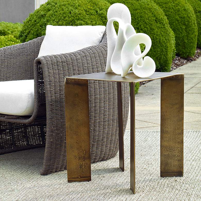 Image 1 Uttermost Reade 22" H x 18" W Brass Cast Aluminum Outdoor Accent Table