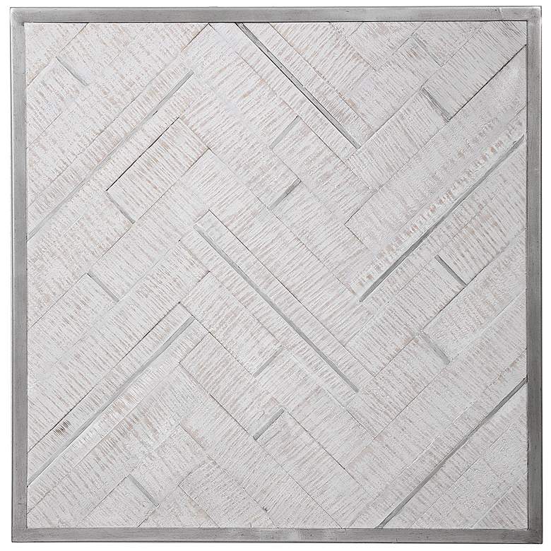 Image 2 Uttermost Redondo White-Washed 24" Square Wood Wall Decor