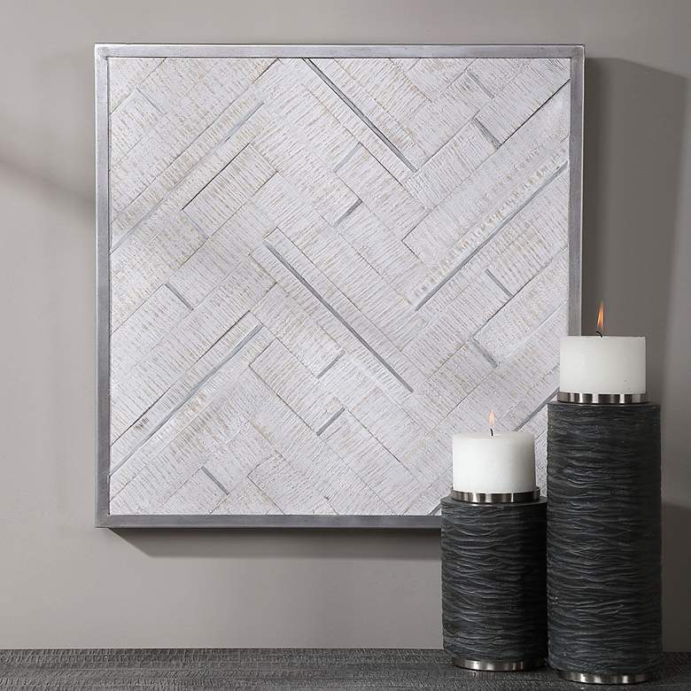 Image 1 Uttermost Redondo White-Washed 24" Square Wood Wall Decor