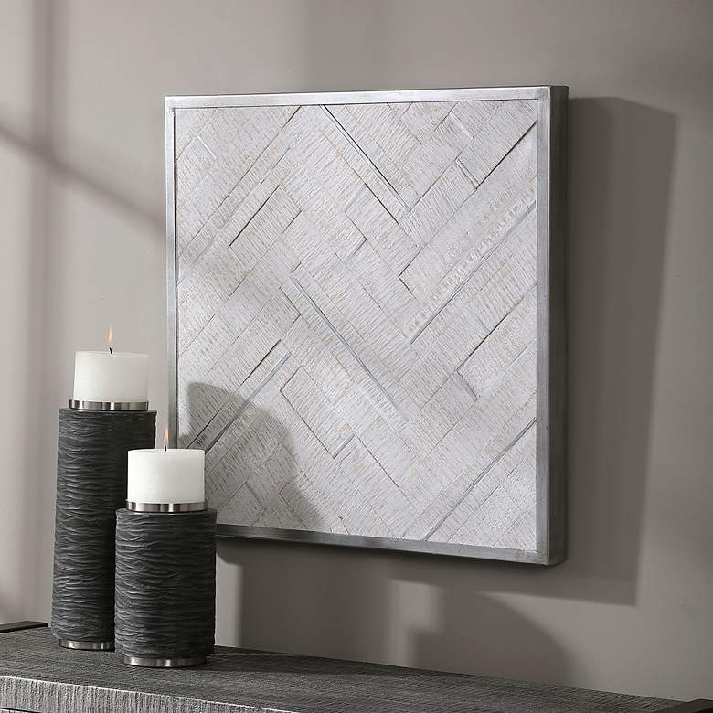 Image 3 Uttermost Redondo White-Washed 24" Square Wood Wall Decor more views