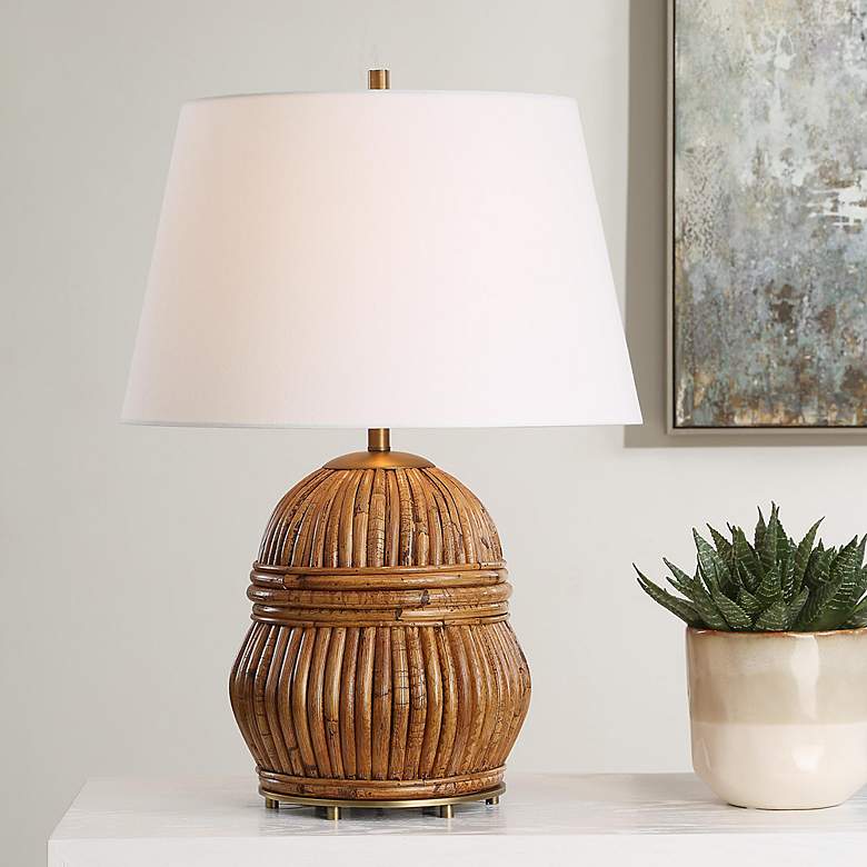 Image 1 Uttermost Reed 25" Coastal Rattan Table Lamp