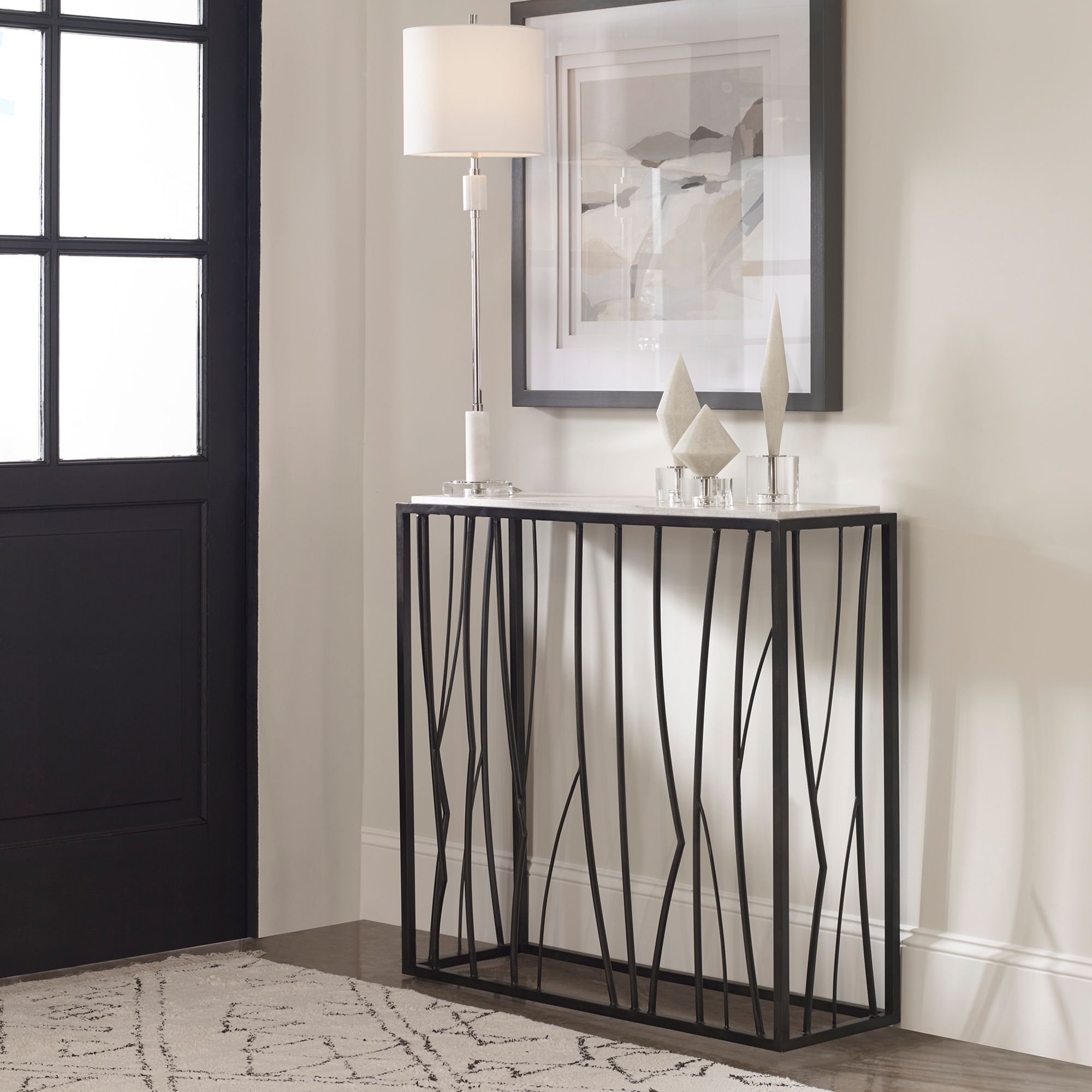 Image 6 Uttermost Reed Travertine Console Table more views