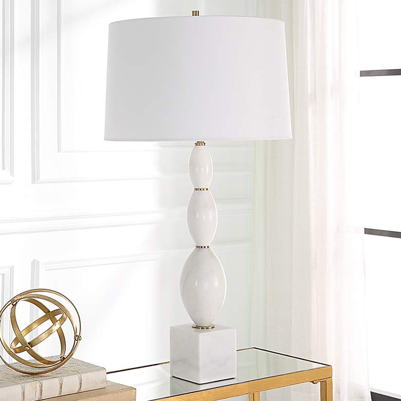 Image 1 Uttermost Regalia 31 1/4" White Marble Beaded Table Lamp