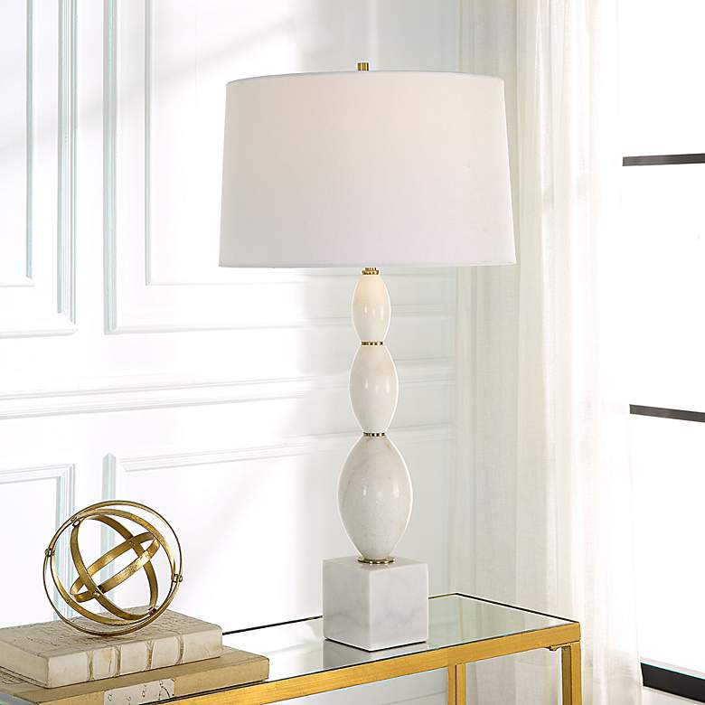 Image 1 Uttermost Regalia 31 1/4" White Marble Beaded Table Lamp