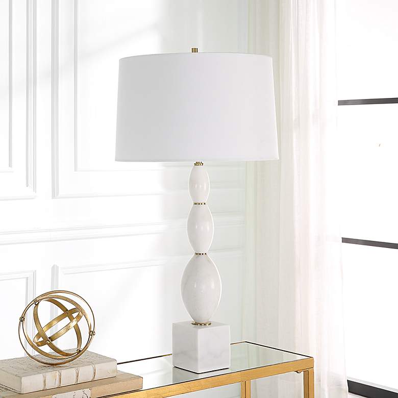 Image 3 Uttermost Regalia 31 1/4" White Marble Beaded Table Lamp more views