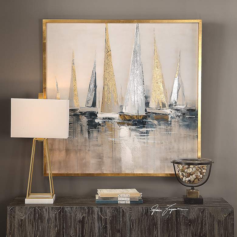 Image 5 Uttermost Regatta 51 3/4 inch Square Framed Canvas Wall Art more views