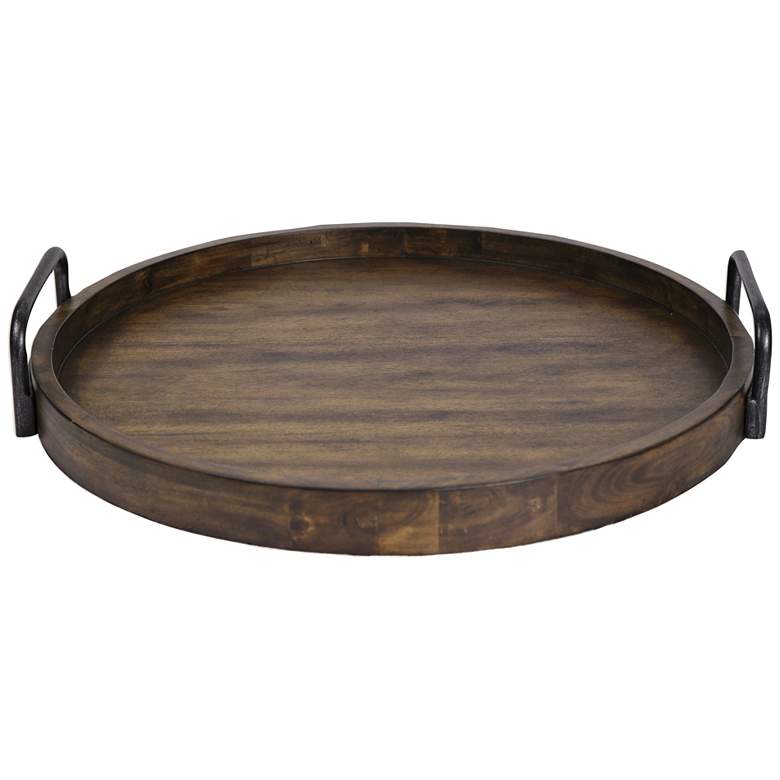 Image 2 Uttermost Reine Acacia Wood Round Tray with Handles