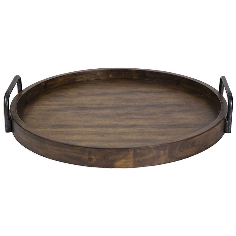 Image 2 Uttermost Reine Acacia Wood Round Tray with Handles