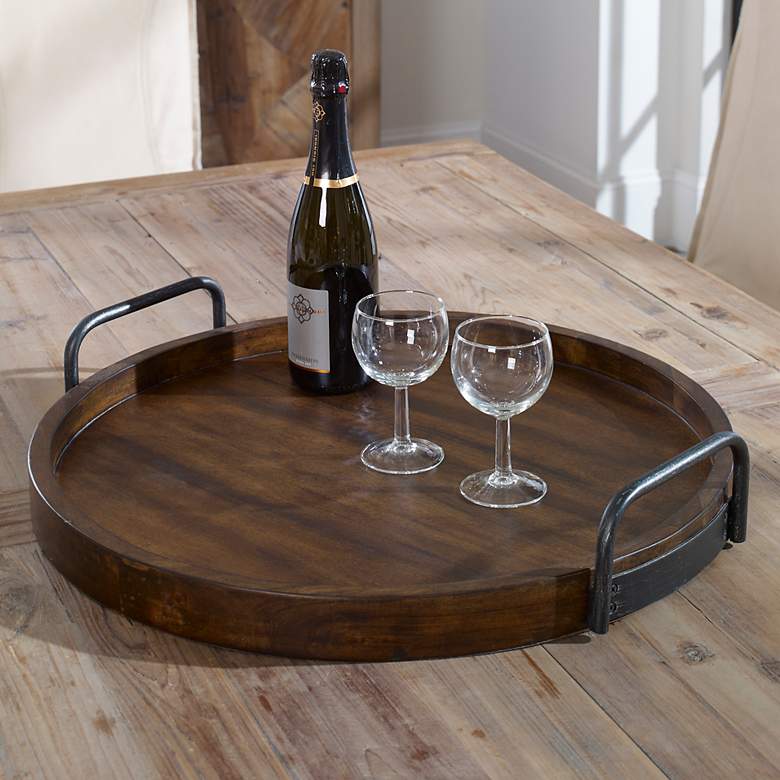 Image 1 Uttermost Reine Acacia Wood Round Tray with Handles