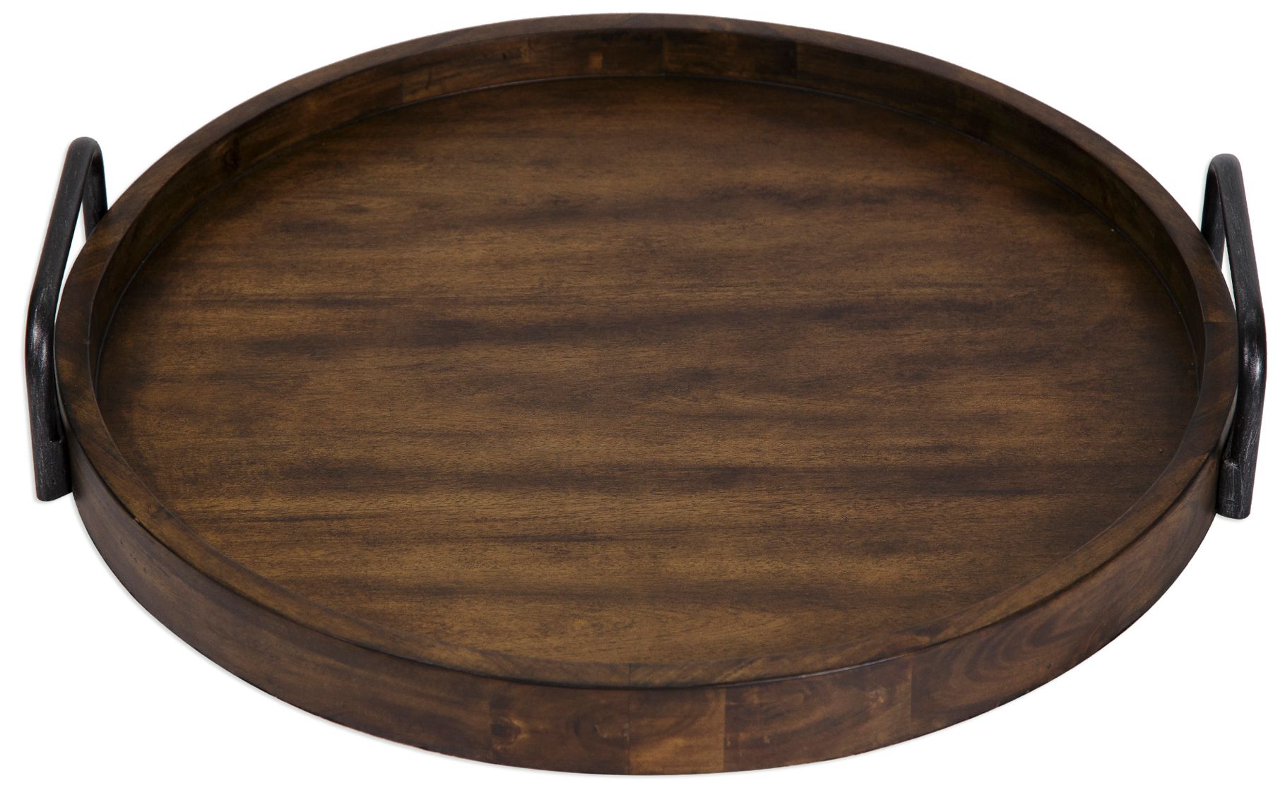 Image 6 Uttermost Reine Acacia Wood Round Tray with Handles more views