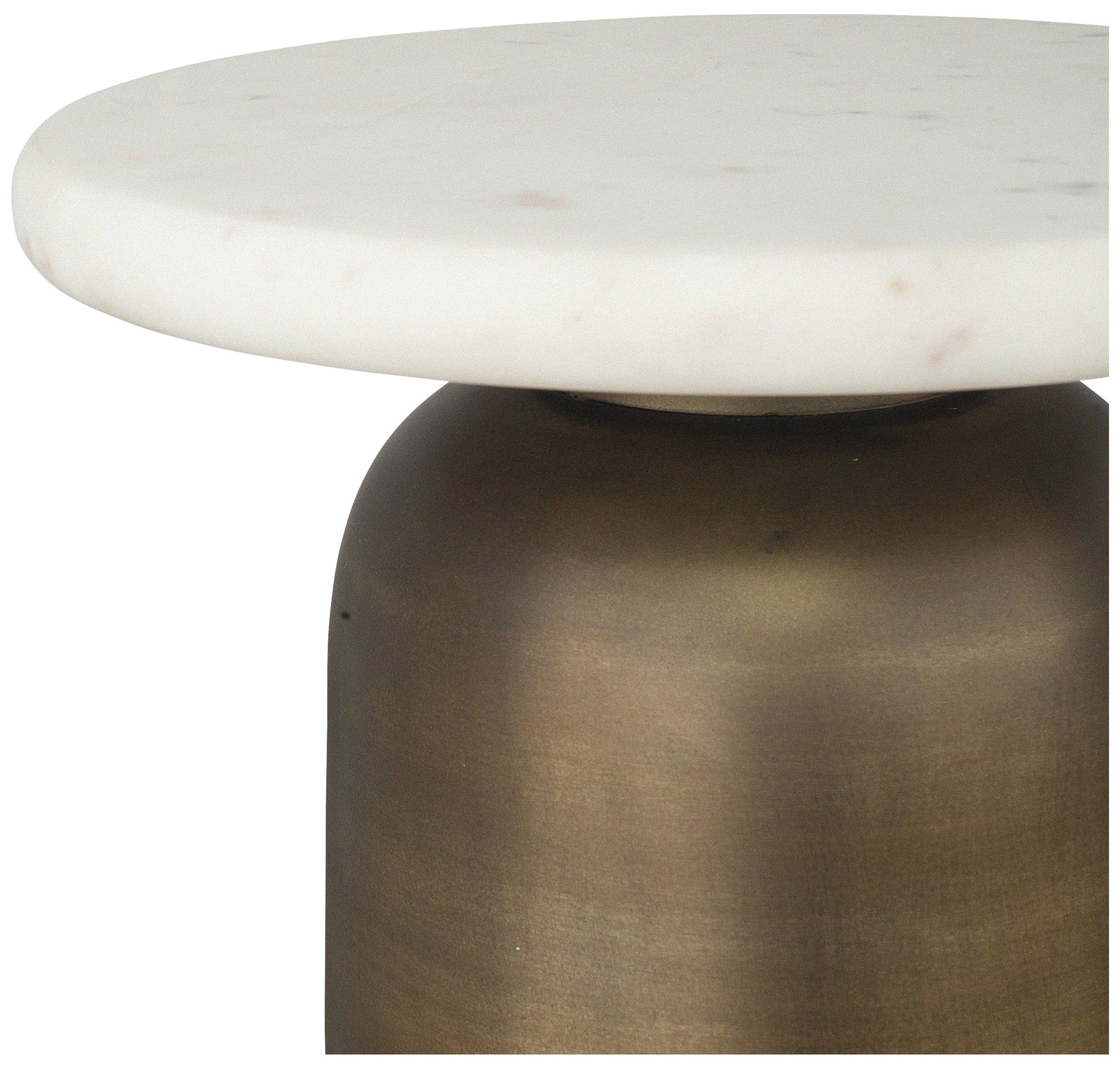 Image 3 Uttermost Reiss 22 1/2" H x 12" W Brass Metal and White Marble Drink Table more views