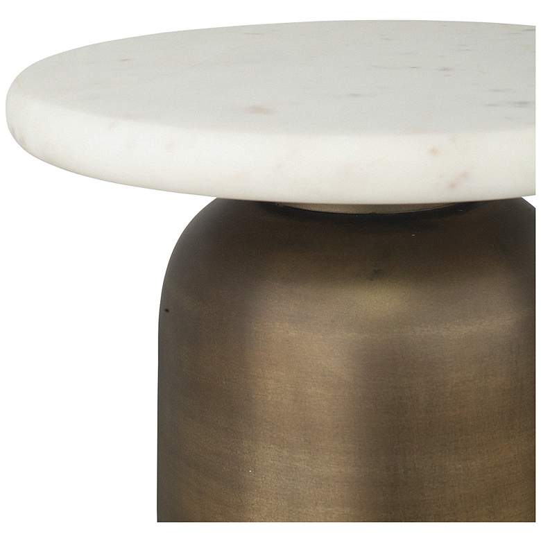 Image 3 Uttermost Reiss 22 1/2" H x 12" W Brass Metal and White Marble Drink Table more views