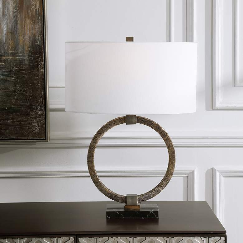 Image 1 Uttermost Relic 26" Antiqued Gold and Black Open Ring Table Lamp