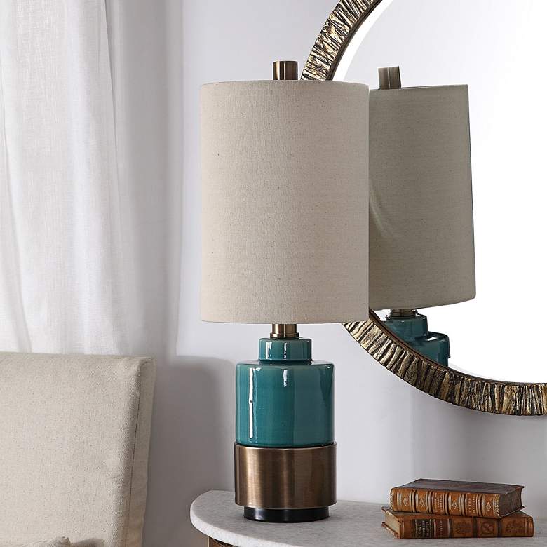 Image 1 Uttermost Rema Bright Turquoise Glaze Ceramic Table Lamp