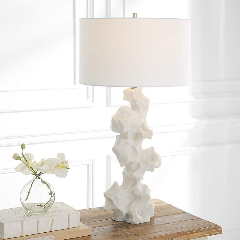 Image 1 Uttermost Remnant 32" High Sculptural White Faux Stone Table Lamp