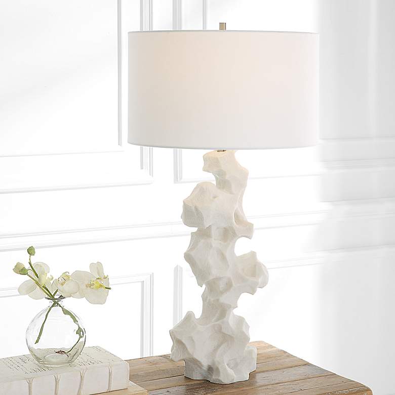 Image 1 Uttermost Remnant White Stone Marble Table Lamp