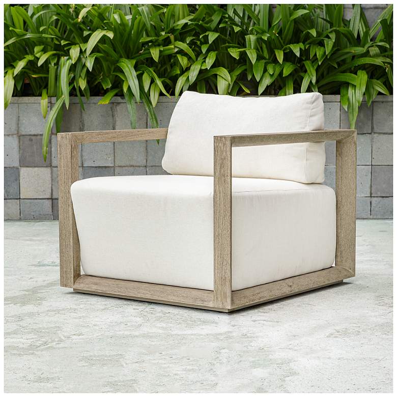 Image 1 Uttermost Remsen Weathered Gray Mahogany Outdoor Lounge Chair