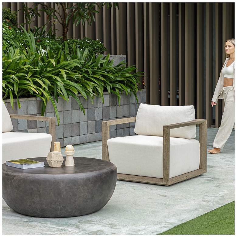 Image 3 Uttermost Remsen Weathered Gray Mahogany Outdoor Lounge Chair more views
