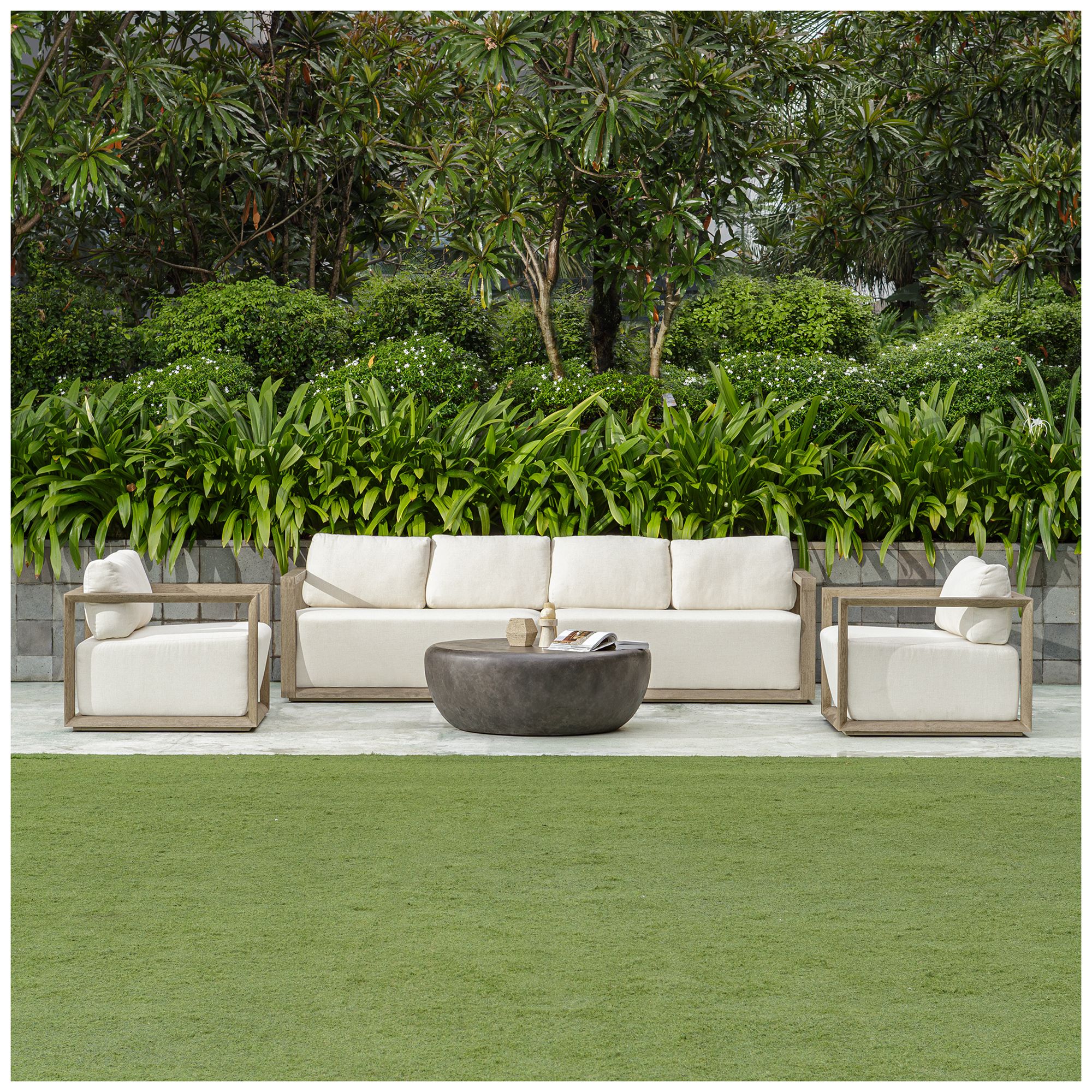 Image 6 Uttermost Remsen Weathered Gray Mahogany Outdoor Lounge Chair more views