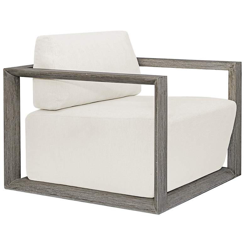 Image 7 Uttermost Remsen Weathered Gray Mahogany Outdoor Lounge Chair more views