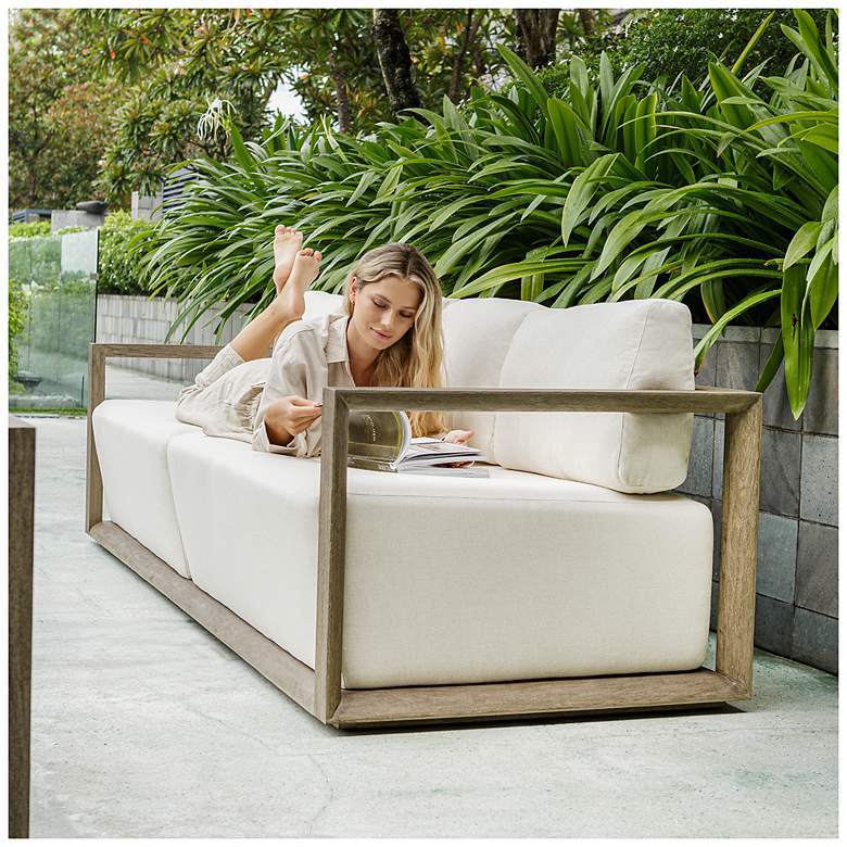 Image 2 Uttermost Remsen Weathered Gray Mahogany Outdoor Sofa more views