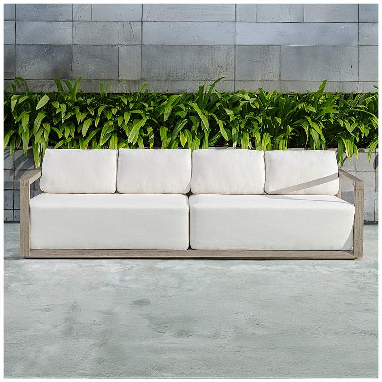 Image 4 Uttermost Remsen Weathered Gray Mahogany Outdoor Sofa more views