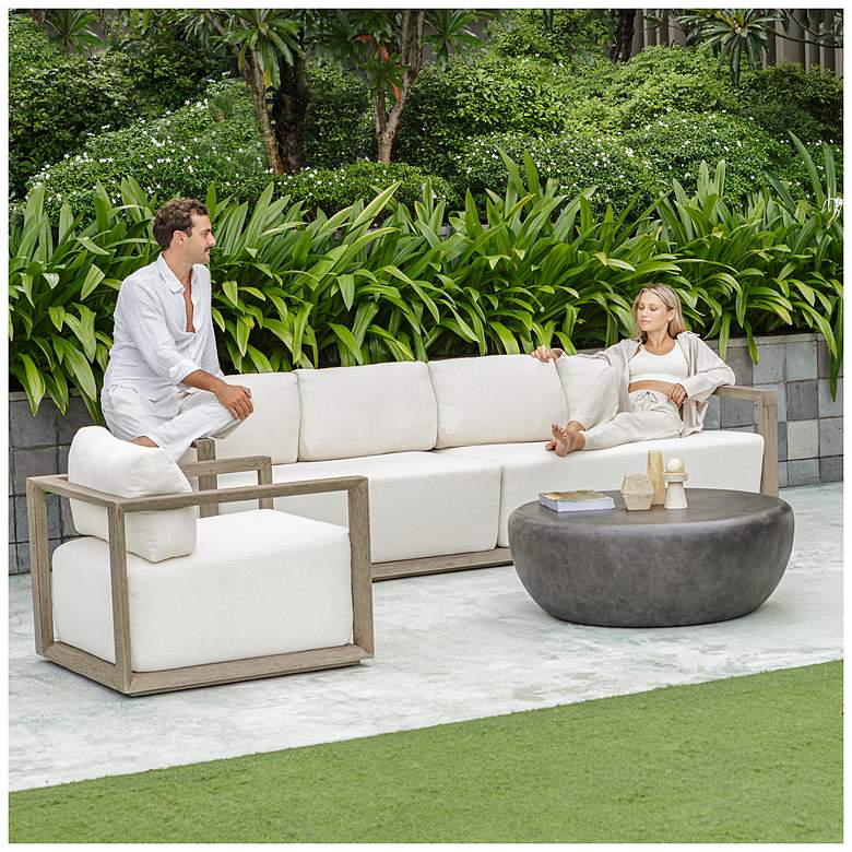 Image 6 Uttermost Remsen Weathered Gray Mahogany Outdoor Sofa more views