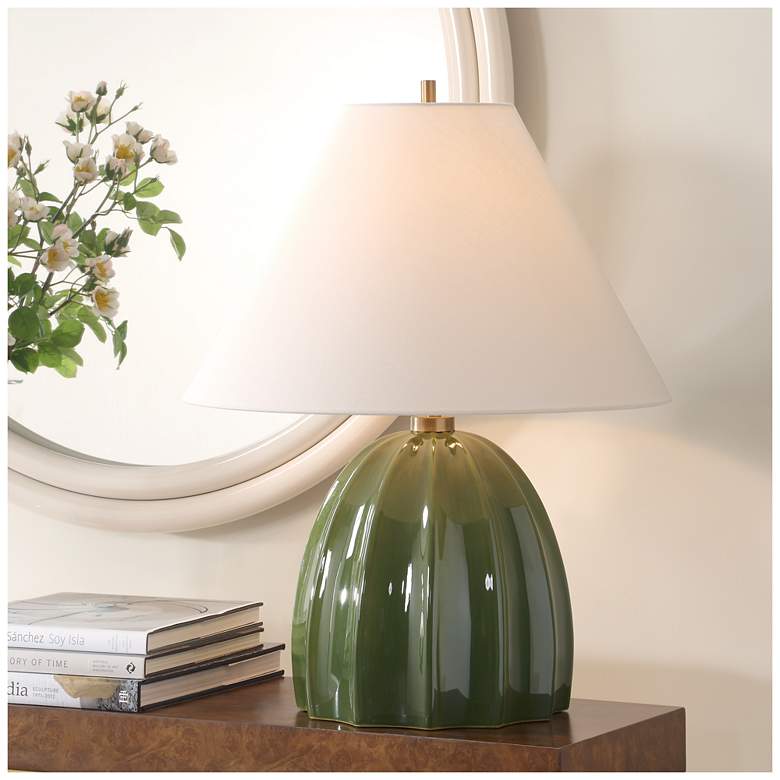 Image 1 Uttermost Renna 25 1/2" Green Ceramic Table Lamp