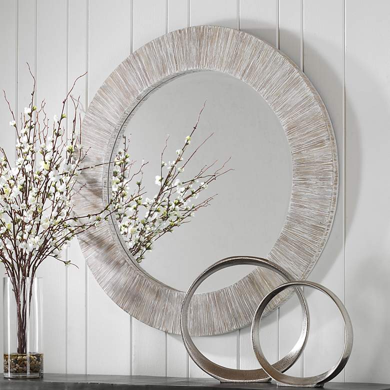 Image 2 Uttermost Repose Natural Bamboo 36" Round Wall Mirror