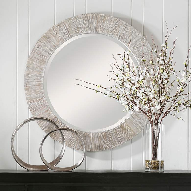 Image 2 Uttermost Repose Natural Bamboo 36" Round Wall Mirror